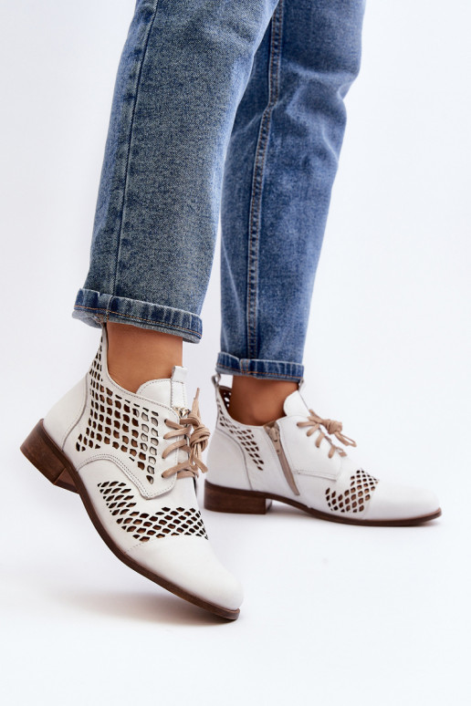 Zazoo 2704 Pele Botas a céu aberto cor branca Zazoo 2704 Pele Botas a céu aberto cor branca