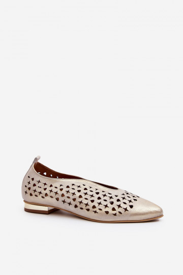 Zazoo 2883 sapatilhas rendadas de couro natural, cor dourada