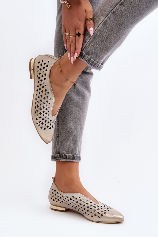 Zazoo 2883 Bailarinas a céu aberto Feito de couro natural cor dourada Zazoo 2883 Bailarinas a céu aberto Feito de couro natural cor dourada