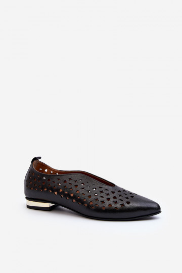 Zazoo 2883 sapatilhas rendadas de couro natural, cor preta 2