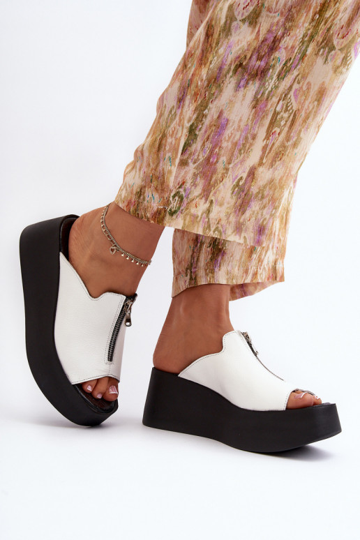 Zazoo 2916 Feminino Chinelos com uma plataforma com zíperes cor branca Zazoo 2916 Feminino Chinelos com uma plataforma com zíperes cor branca