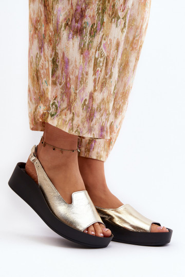 Zazoo 2893 Sandálias femininas Pele na Espessoj PodeszParaie cor dourada 2