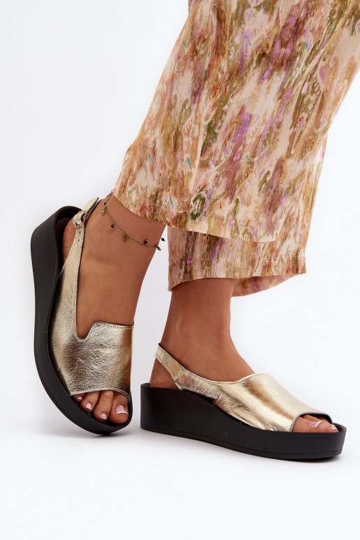 Zazoo 2893 Sandálias femininas Pele na Espessoj PodeszParaie cor dourada Zazoo 2893 Sandálias femininas Pele na Espessoj PodeszParaie cor dourada