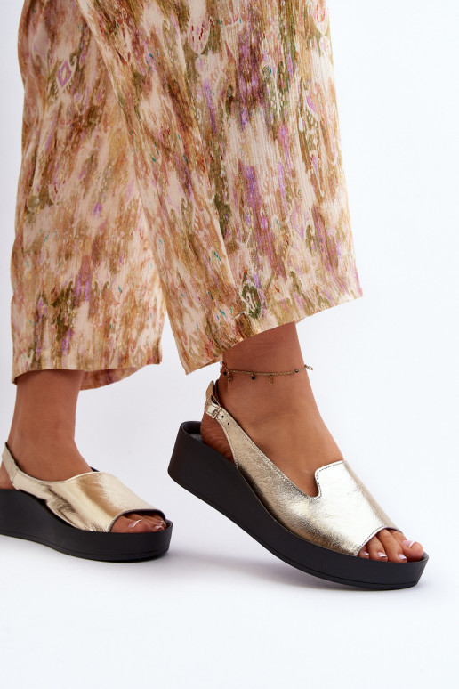 Zazoo 2893 Sandálias femininas Pele na Espessoj PodeszParaie cor dourada Zazoo 2893 Sandálias femininas Pele na Espessoj PodeszParaie cor dourada