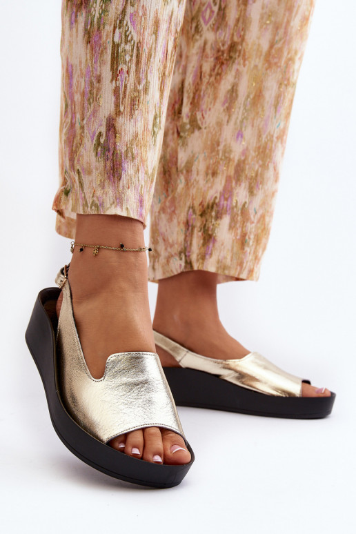 Zazoo 2893 Sandálias femininas Pele na Espessoj PodeszParaie cor dourada Zazoo 2893 Sandálias femininas Pele na Espessoj PodeszParaie cor dourada