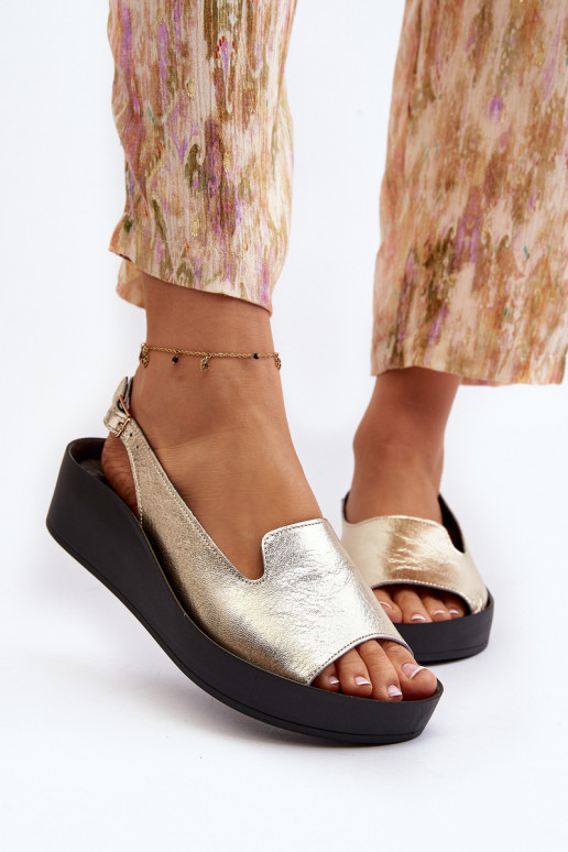 Zazoo 2893 Sandálias femininas Pele na Espessoj PodeszParaie cor dourada Zazoo 2893 Sandálias femininas Pele na Espessoj PodeszParaie cor dourada