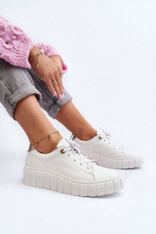 Zazoo 2919 Feminino Pele sapato Em uma sola grossa cor branca Zazoo 2919 Feminino Pele sapato Em uma sola grossa cor branca