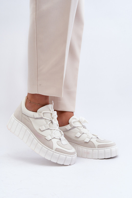 Feminino Pele tênis com uma plataforma M01/1 Zazoo cor de marfim Feminino Pele tênis com uma plataforma M01/1 Zazoo cor de marfim