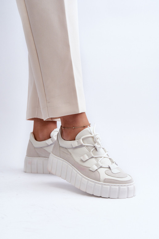 Feminino Pele tênis com uma plataforma M01/1 Zazoo cor de marfim Feminino Pele tênis com uma plataforma M01/1 Zazoo cor de marfim
