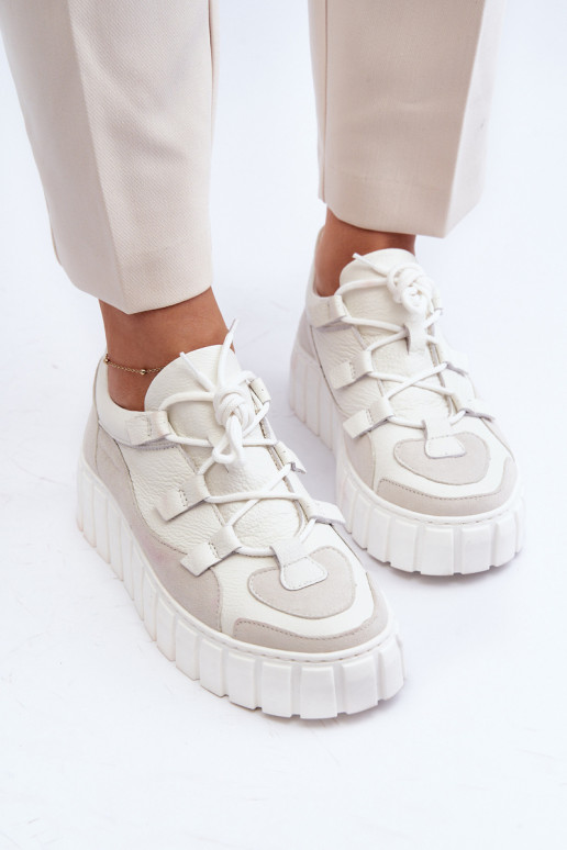 Feminino Pele tênis com uma plataforma M01/1 Zazoo cor de marfim Feminino Pele tênis com uma plataforma M01/1 Zazoo cor de marfim