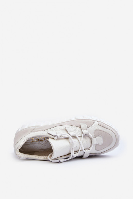 Feminino Pele tênis com uma plataforma M01/1 Zazoo cor de marfim Feminino Pele tênis com uma plataforma M01/1 Zazoo cor de marfim