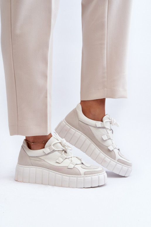 Feminino Pele tênis com uma plataforma M01/1 Zazoo cor de marfim Feminino Pele tênis com uma plataforma M01/1 Zazoo cor de marfim