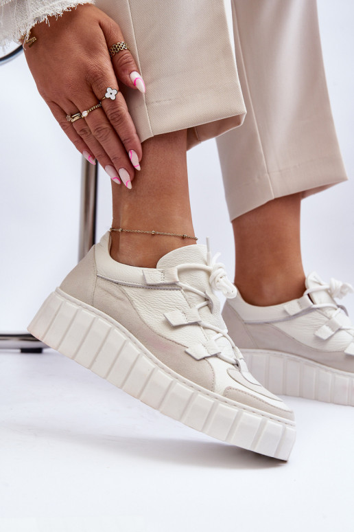 Feminino Pele tênis com uma plataforma M01/1 Zazoo cor de marfim Feminino Pele tênis com uma plataforma M01/1 Zazoo cor de marfim