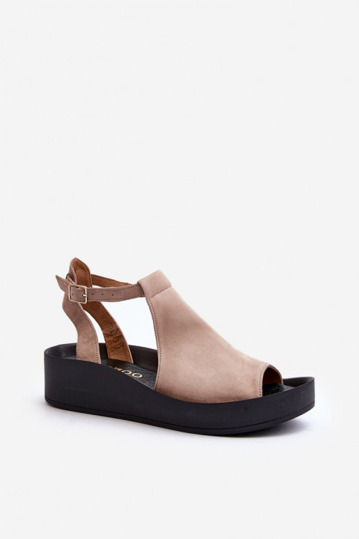 Zazoo 2914 Sandálias femininas de camurça bege Zazoo 2914 Sandálias femininas de camurça bege