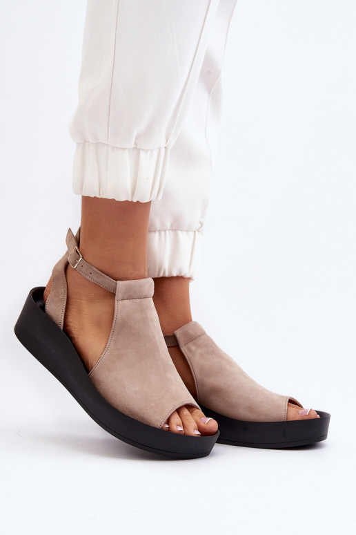 Zazoo 2914 Sandálias femininas de camurça bege Zazoo 2914 Sandálias femininas de camurça bege