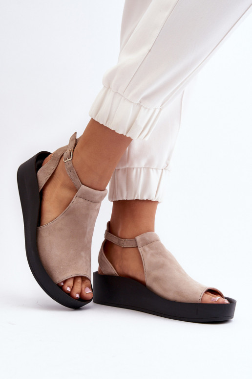 Zazoo 2914 Sandálias femininas de camurça bege Zazoo 2914 Sandálias femininas de camurça bege