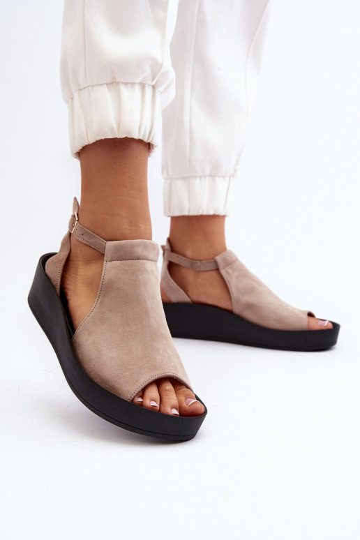 Zazoo 2914 Sandálias femininas de camurça bege Zazoo 2914 Sandálias femininas de camurça bege