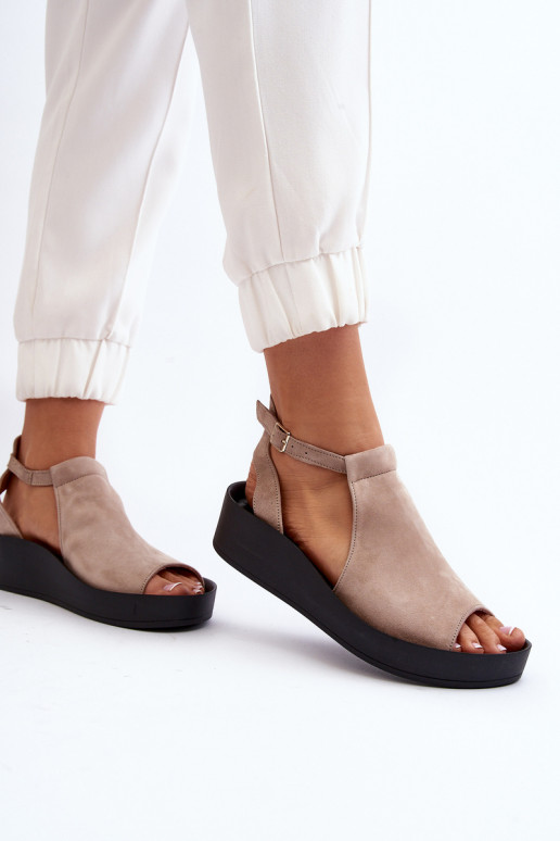 Zazoo 2914 Sandálias femininas de camurça bege Zazoo 2914 Sandálias femininas de camurça bege