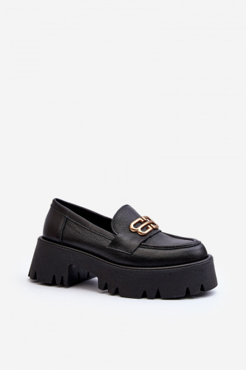 Zazoo 20164 Feminino Mocassins Feito de couro natural cor preta