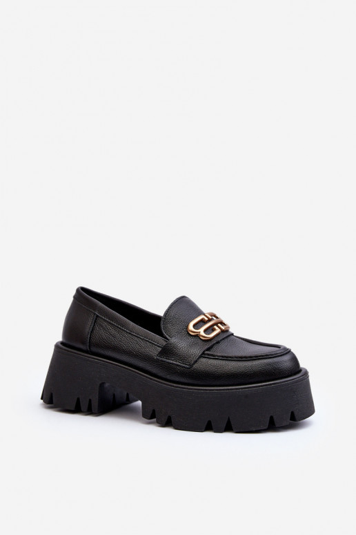 Zazoo 20164 Feminino Mocassins Feito de couro natural cor preta Zazoo 20164 Feminino Mocassins Feito de couro natural cor preta
