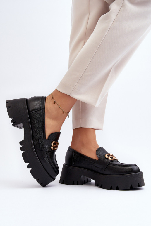Zazoo 20164 Feminino Mocassins Feito de couro natural cor preta Zazoo 20164 Feminino Mocassins Feito de couro natural cor preta