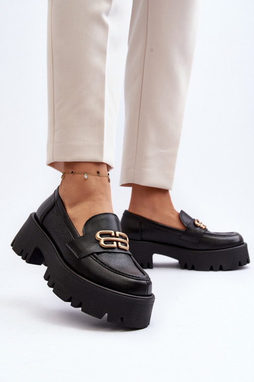Zazoo 20164 Feminino Mocassins Feito de couro natural cor preta Zazoo 20164 Feminino Mocassins Feito de couro natural cor preta
