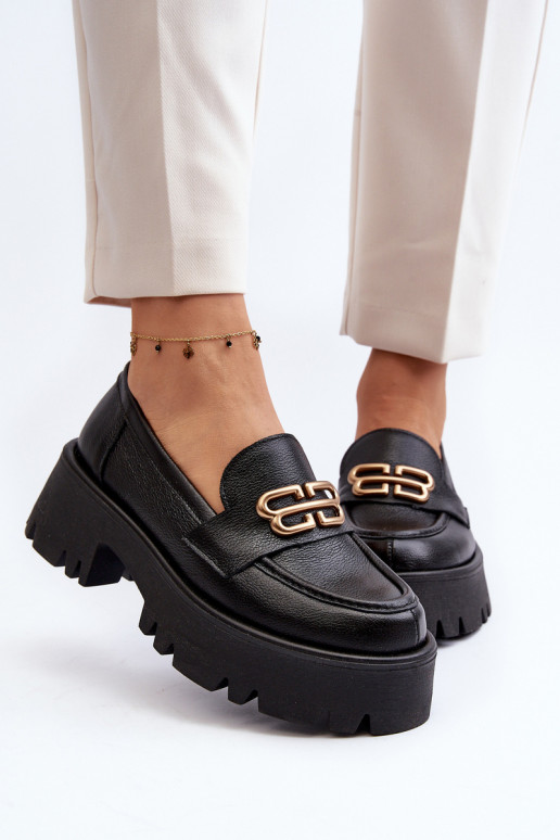 Zazoo 20164 Feminino Mocassins Feito de couro natural cor preta Zazoo 20164 Feminino Mocassins Feito de couro natural cor preta