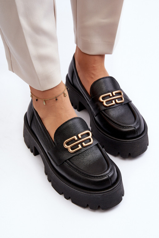 Zazoo 20164 Feminino Mocassins Feito de couro natural cor preta Zazoo 20164 Feminino Mocassins Feito de couro natural cor preta