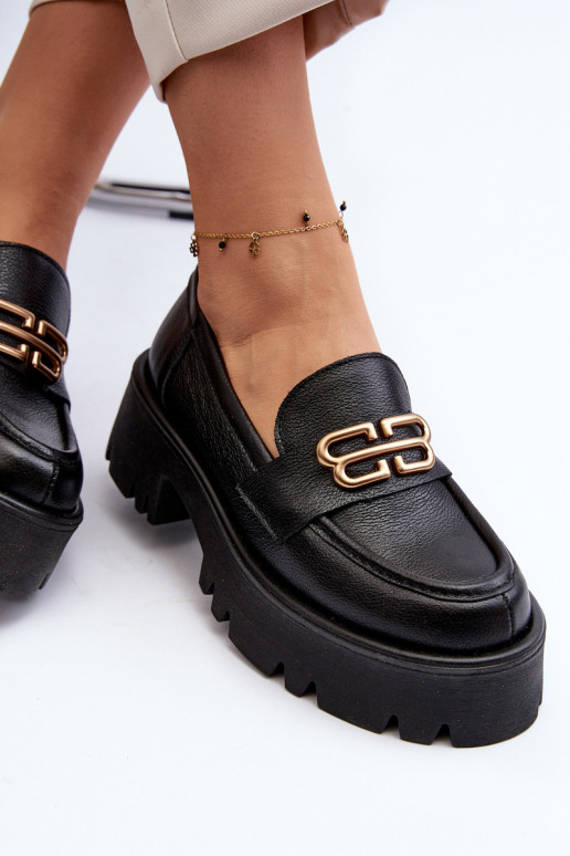 Zazoo 20164 Feminino Mocassins Feito de couro natural cor preta Zazoo 20164 Feminino Mocassins Feito de couro natural cor preta