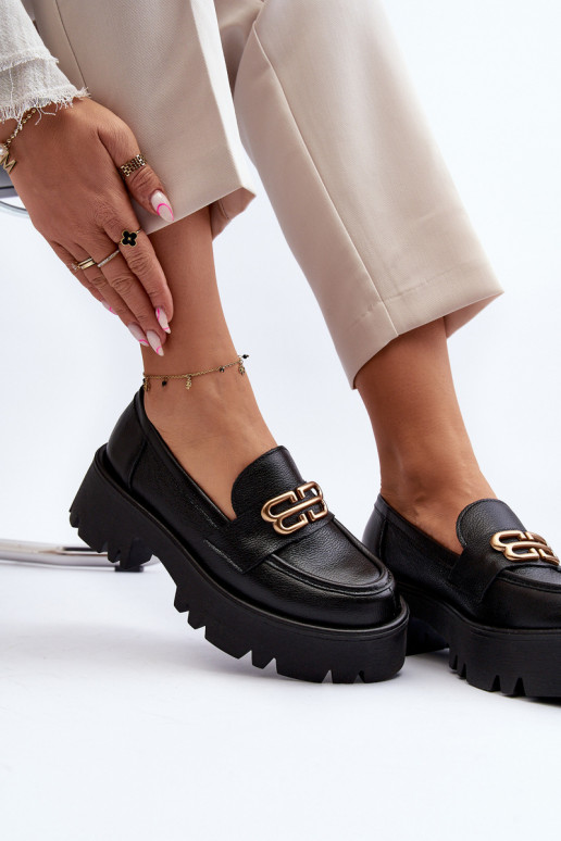 Zazoo 20164 Feminino Mocassins Feito de couro natural cor preta Zazoo 20164 Feminino Mocassins Feito de couro natural cor preta