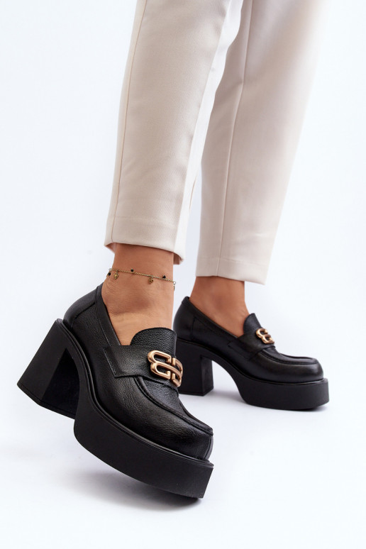 Zazoo 20170 sapato Pele Feminino com salto cor preta Zazoo 20170 sapato Pele Feminino com salto cor preta