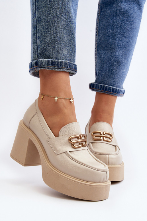 Zazoo 20170 sapato Pele Feminino com salto cor de marfim Zazoo 20170 sapato Pele Feminino com salto cor de marfim