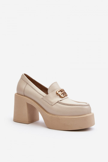 Zazoo 20170 sapato Pele Feminino com salto cor de marfim 2