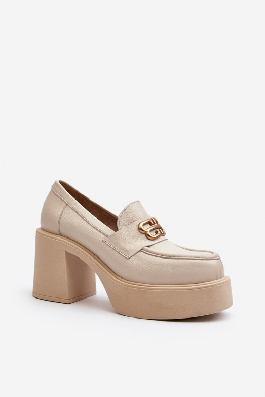 Zazoo 20170 sapato Pele Feminino com salto cor de marfim Zazoo 20170 sapato Pele Feminino com salto cor de marfim