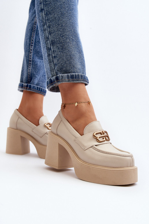 Zazoo 20170 sapato Pele Feminino com salto cor de marfim Zazoo 20170 sapato Pele Feminino com salto cor de marfim