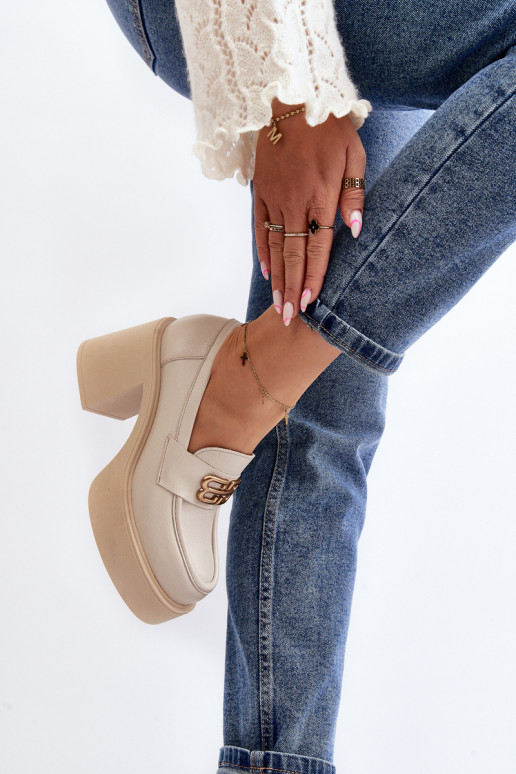 Zazoo 20170 sapato Pele Feminino com salto cor de marfim Zazoo 20170 sapato Pele Feminino com salto cor de marfim