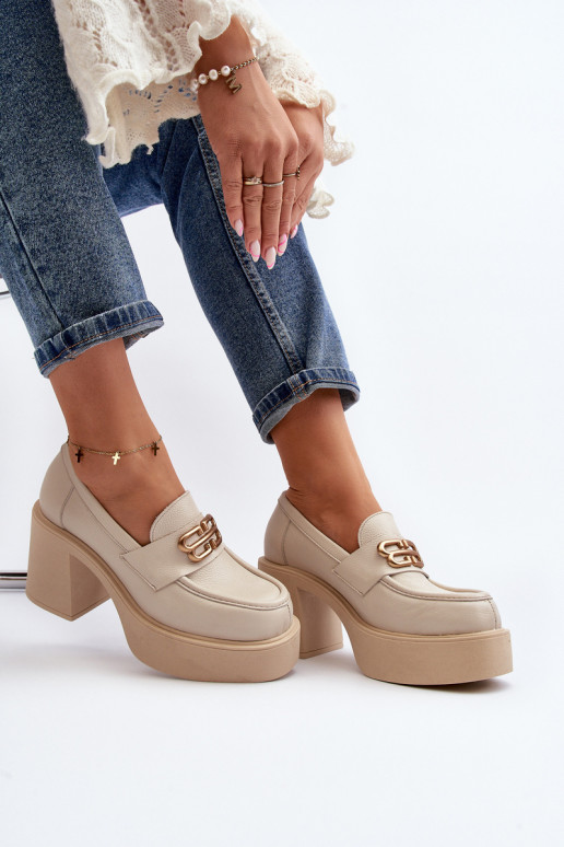 Zazoo 20170 sapato Pele Feminino com salto cor de marfim Zazoo 20170 sapato Pele Feminino com salto cor de marfim