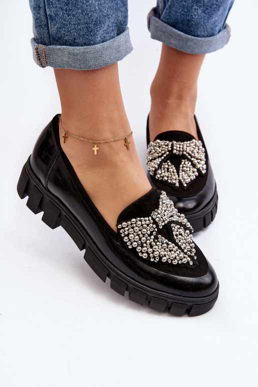 Mocassins lacados Feminino Laura Messi 2785 cor preta Mocassins lacados Feminino Laura Messi 2785 cor preta