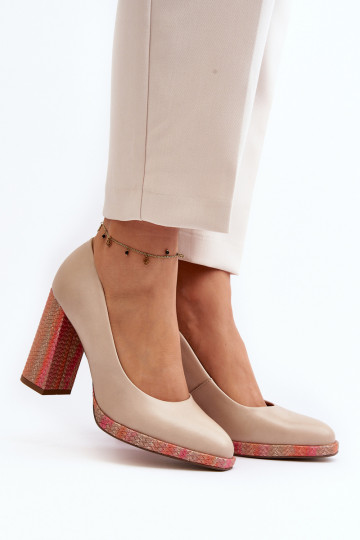 Sapatos com salto baixo Laura Messi 2746 cor marfim 2