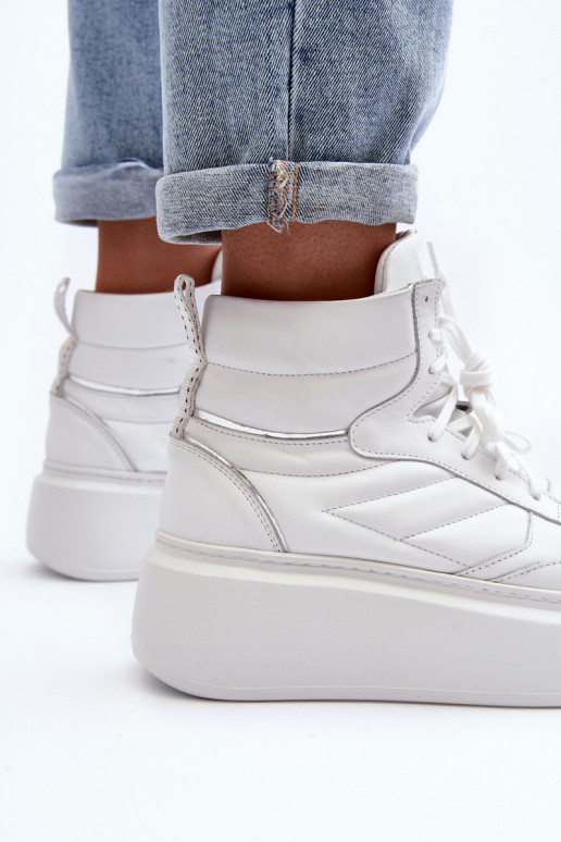 Zazoo 3392/X Feminino Pele tênis com uma plataforma cor branca Zazoo 3392/X Feminino Pele tênis com uma plataforma cor branca