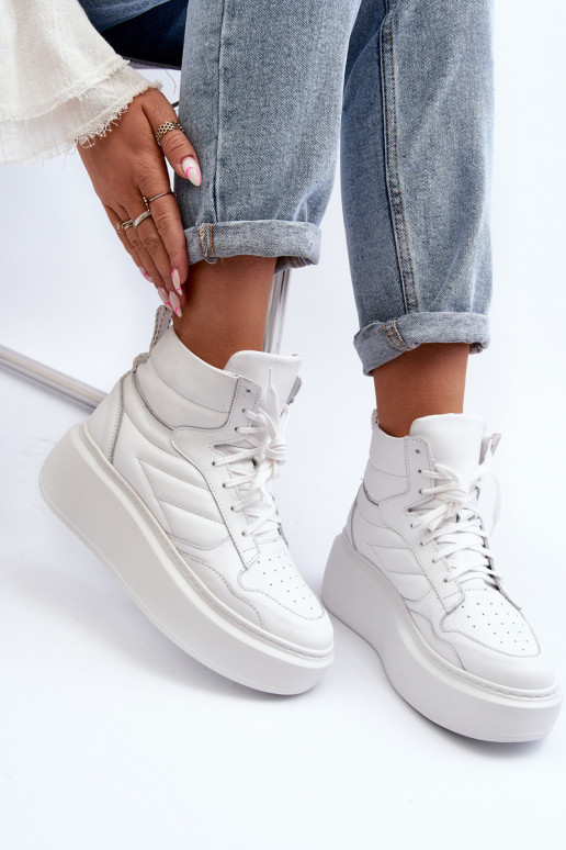 Zazoo 3392/X Feminino Pele tênis com uma plataforma cor branca Zazoo 3392/X Feminino Pele tênis com uma plataforma cor branca