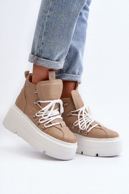 Zazoo 3416 Pele Feminino tênis bege Zazoo 3416 Pele Feminino tênis bege