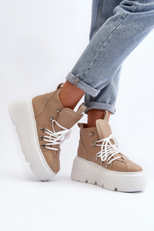 Zazoo 3416 Pele Feminino tênis bege Zazoo 3416 Pele Feminino tênis bege