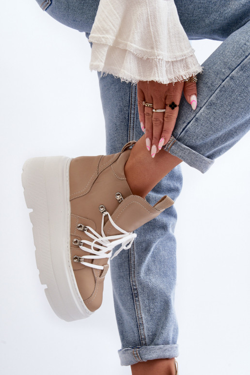 Zazoo 3416 Pele Feminino tênis bege Zazoo 3416 Pele Feminino tênis bege