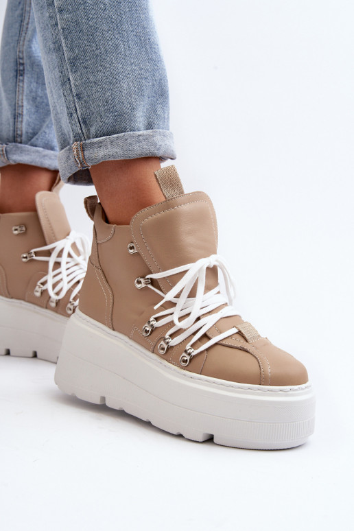 Zazoo 3416 Pele Feminino tênis bege Zazoo 3416 Pele Feminino tênis bege