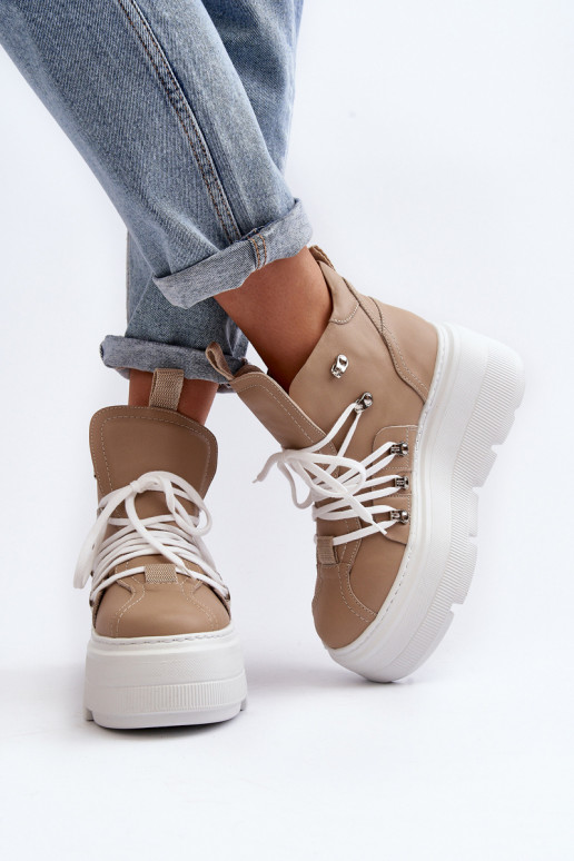 Zazoo 3416 Pele Feminino tênis bege Zazoo 3416 Pele Feminino tênis bege