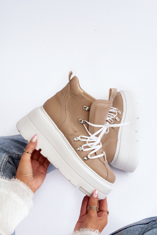 Zazoo 3416 Pele Feminino tênis bege Zazoo 3416 Pele Feminino tênis bege