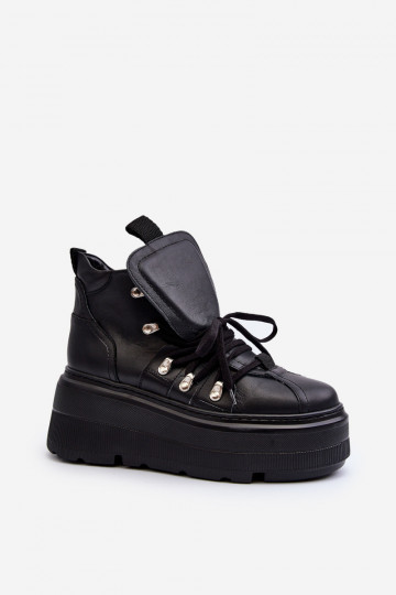 Tênis femininos de couro Zazoo 3416 pretos