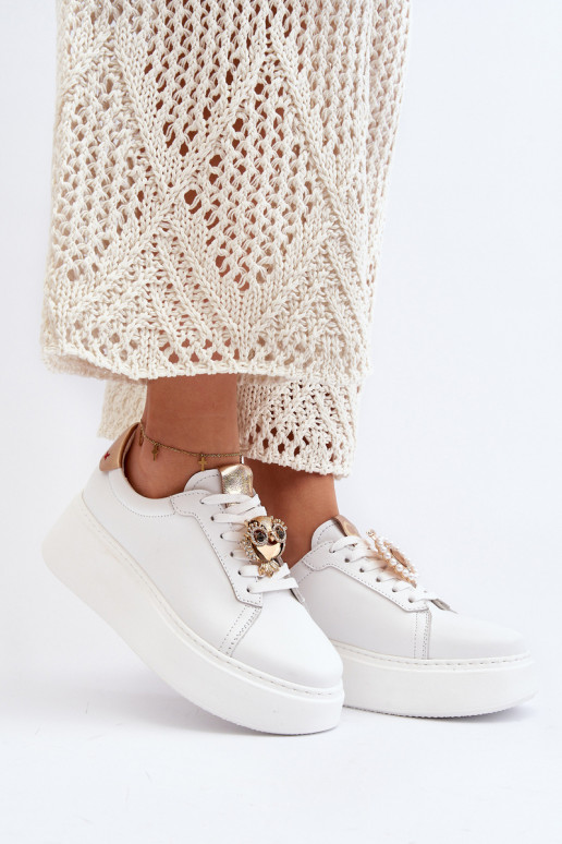 Feminino Pele À modalo de tênis CheBello 4411 cor branca Feminino Pele À modalo de tênis CheBello 4411 cor branca