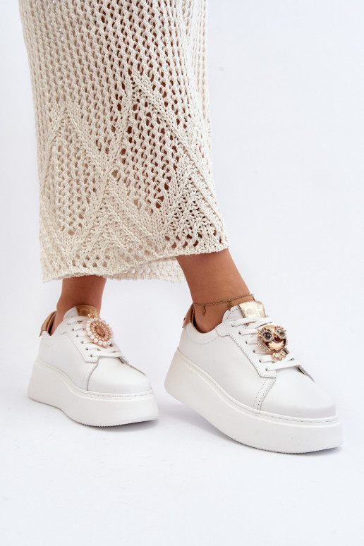 Feminino Pele À modalo de tênis CheBello 4411 cor branca Feminino Pele À modalo de tênis CheBello 4411 cor branca